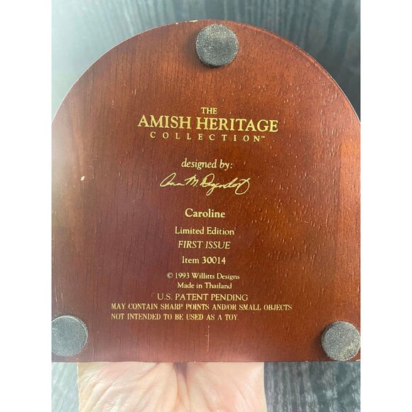 The Amish Heritage CAROLINE Girl with Baby Cradle and Amish Quilt Figurine - Picture 6 of 7